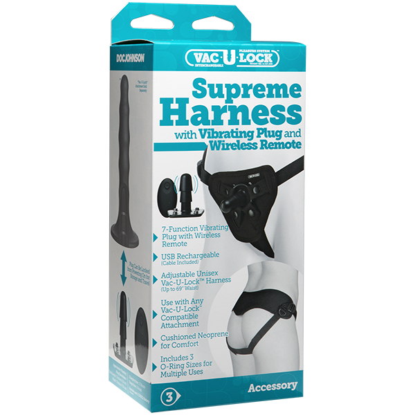 Doc Johnson Supreme Harness with Vibrating Plug and Remote | thevibed.com