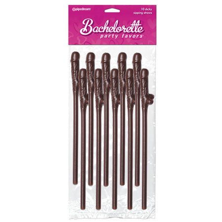 Bachelorette Party Favors Pecker Straws - Brown Pack of 10