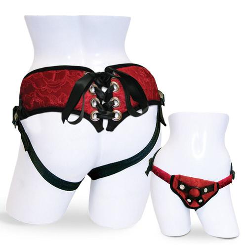 Sportsheets Sunrise Red Lace Corset Strap On Harness | thevibed.com