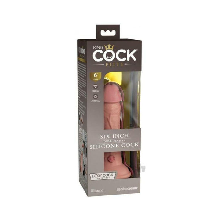 King Cock Elite Silicone Dual-density Cock 6 In. Light | thevibed.com