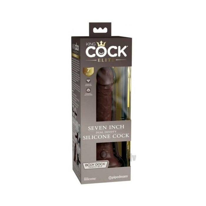 King Cock Elite Silicone Dual-density Cock 7 In. Brown | thevibed.com