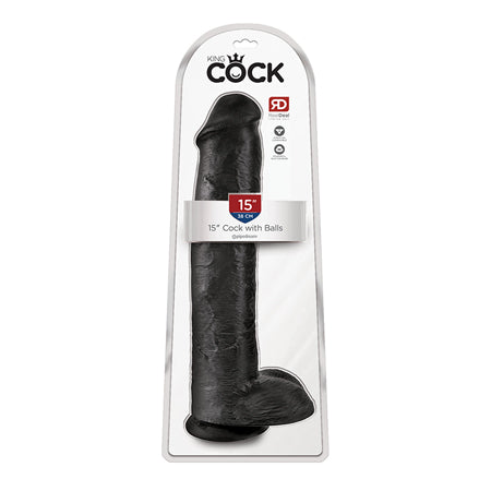 King Cock 15in Cock with Balls - Black