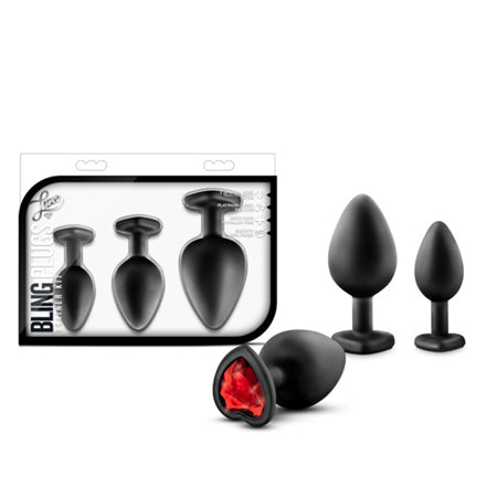 Blush Luxe Bling Plugs Training Kit - Black w/Red Gems