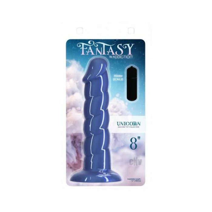Addiction Unicorn Fantasy Dong 8 In. Blue With Powerbullet | thevibed.com