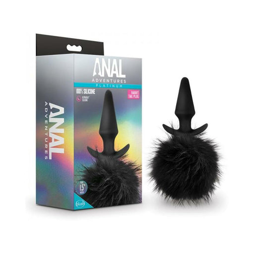 Anal Adventures Platinum - Rabbit Tail Plug - Black | thevibed.com
