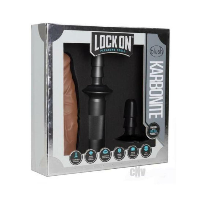 Lock On Karbonite Dildo With Handle Mocha | thevibed.com
