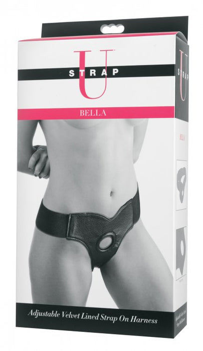 XR Brands Strap-U Bella Velvet Lined Strap-On Harness Black | thevibed.com