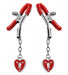 XR Brands Master Series Crimson Tied Captive Heart Padlock Nipple Clamps | thevibed.com