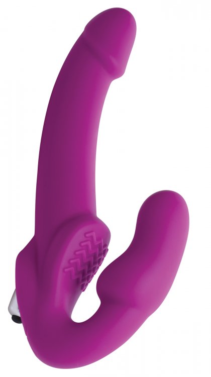 XR Brands Strap-U Evoke Vibrating Strapless Silicone Strap-on Dildo Pink | thevibed.com