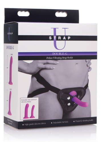 XR Brands Strap-U Double-G Deluxe Vibrating Strap-On Kit | thevibed.com