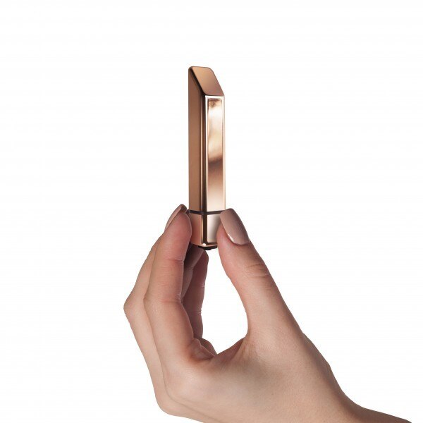 Rocks-Off Bamboo Tapered Tip Lipstick Vibrator Rose Gold | thevibed.com