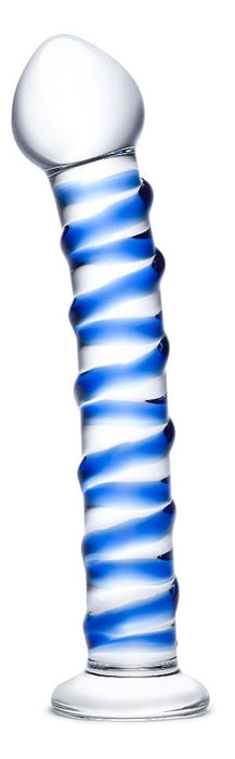 Glas Blue Spiral 7.5" Glass Dildo | thevibed.com
