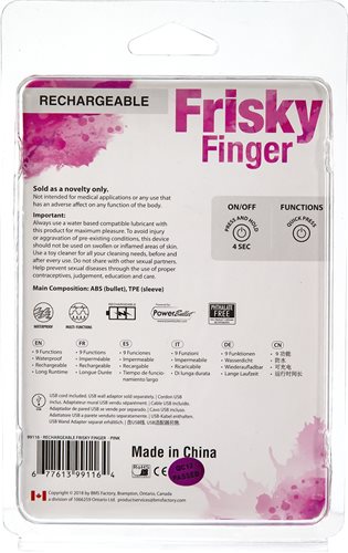 BMS Factory Frisky Finger Unisex Rechargeable Power Bullet Vibrator | thevibed.com