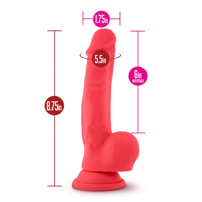 Blush Ruse Shimmy 8.75" Silicone Suction Cup Dildo with Balls Cerise Pink | thevibed.com