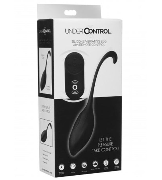 XR Brands Under Control Black Silicone Vibrating Egg with Remote Control | thevibed.com