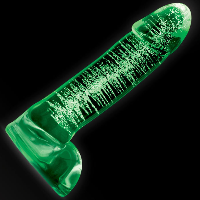 NS Novelties Firefly Glass Glow-in-the-Dark Smooth Ballsey 4" Dildo | thevibed.com