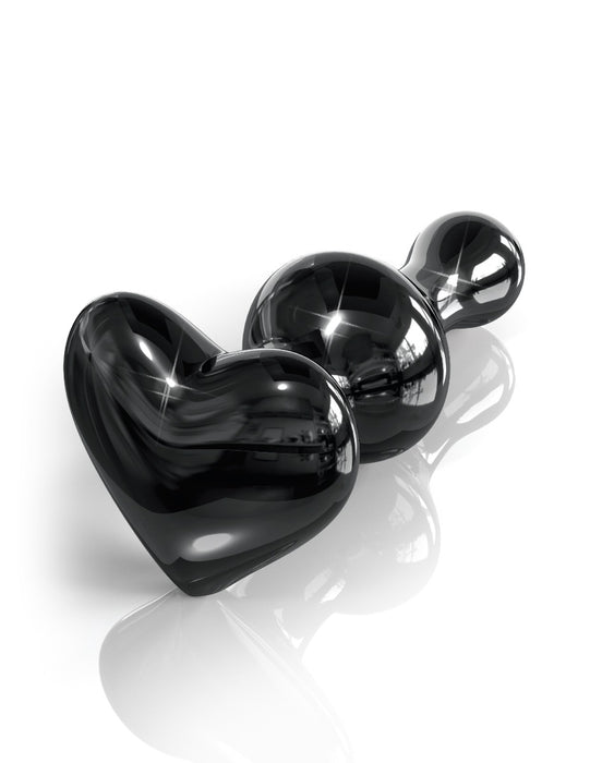 Pipedream Icicles No. 74 Black Heart Glass Anal Plug | thevibed.com