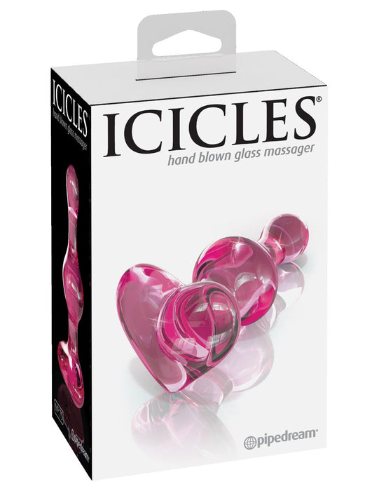 Pipedream Icicles No. 75 Pink Heart Glass Anal Plug | thevibed.com