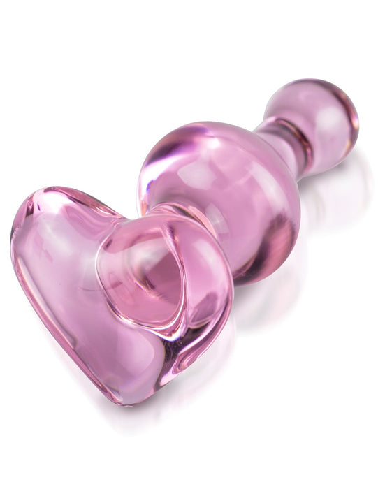 Pipedream Icicles No. 75 Pink Heart Glass Anal Plug | thevibed.com