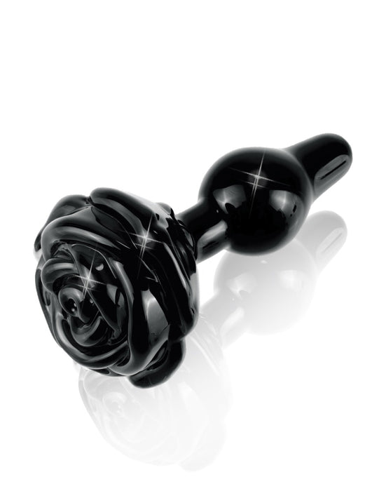 Pipedream Icicles No. 77 Black Rose Glass Anal Plug | thevibed.com