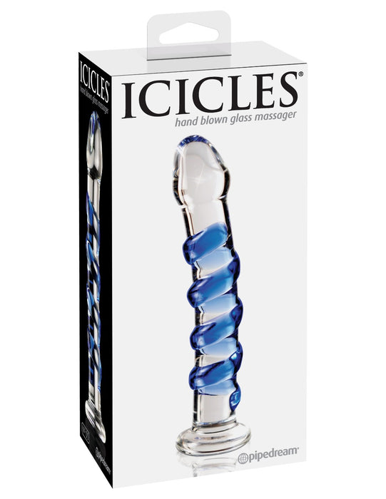 Pipedream Icicles No. 5 Blue Spiral Glass Dildo | thevibed.com