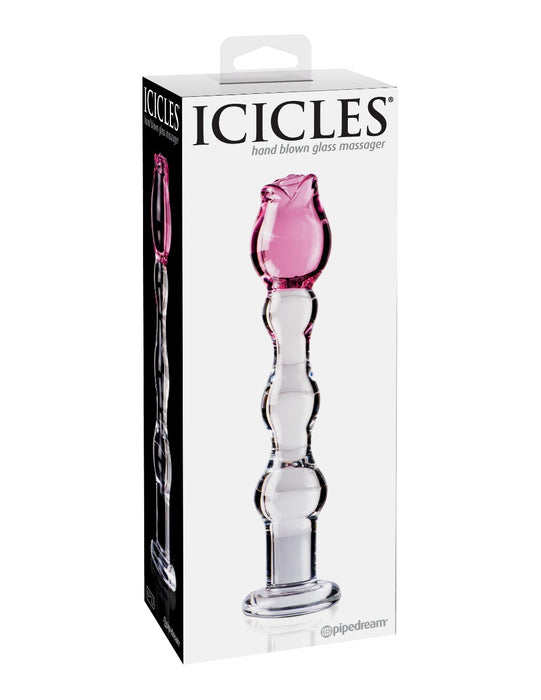 Pipedream Icicles No. 14 Rose Tip Glass Massager | thevibed.com