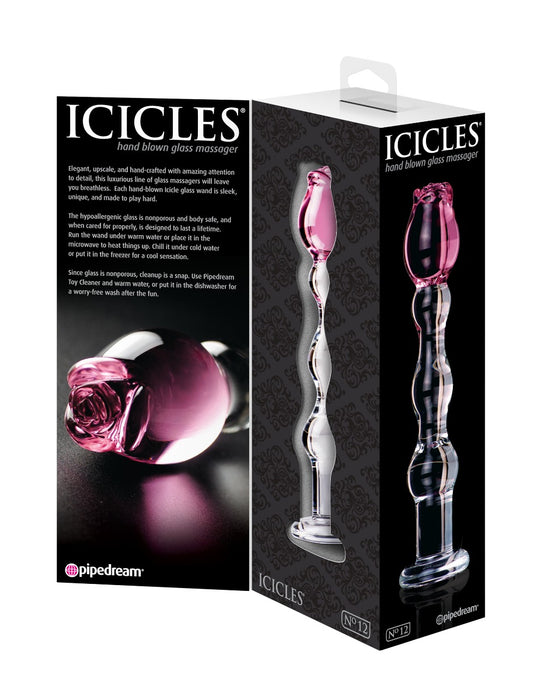 Pipedream Icicles No. 14 Rose Tip Glass Massager | thevibed.com