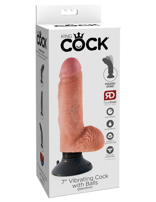 Pipedream King Cock 7 Inch Vibrating Cock with Balls | thevibed.com