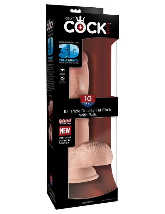 Pipedream King Cock Plus 10 Inch 3D Triple Density Fat Cock with Balls | thevibed.com