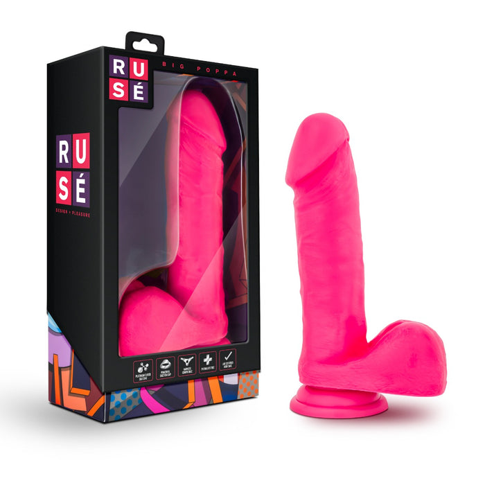 Blush Ruse Big Poppa 7.75" Silicone Suction Cup Dildo with Balls | thevibed.com