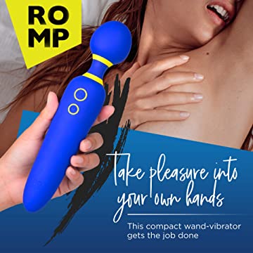 ROMP Flip Whisper Quiet Rechargeable Waterproof Silicone Wand Massager Blue | thevibed.com