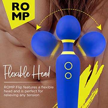 ROMP Flip Whisper Quiet Rechargeable Waterproof Silicone Wand Massager Blue | thevibed.com