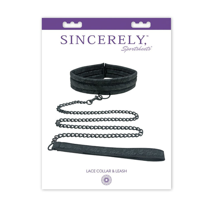Sincerely Sportsheets Lace Collar and Leash Black | thevibed.com