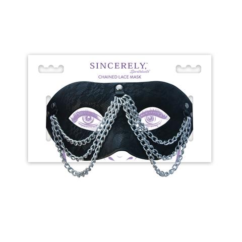 Sincerely Sportsheets Black Lace Chained Mask | thevibed.com