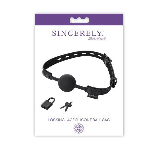 Sportsheets Locking Lace Silicone Ball Gag with Padlock and Keys | thevibed.com