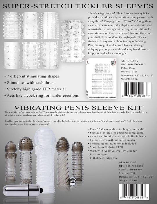 Adam & Eve Vibrating 5" Penis Sleeve Kit with 5 Styles | thevibed.com
